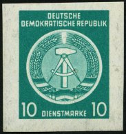 DIENSTMARKEN A D 4U **, 1954, 10 Pf, Bläulichgrün, Ungezähnt, Nadelstich Sonst Pracht, R!, Mi. -.- - Other & Unclassified