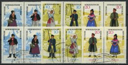 DDR 1074-79 O, 1964, Volkstrachten, 6 Waagerechte Paare (W Zd 144-149), Pracht, Mi. 73.- - Gebruikt