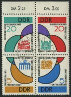 DDR 901-04 VB O, 1962, Weltfestspiele Im Viererblock Mit Tagesstempel, Pracht, Mi. 70.- - Gebruikt