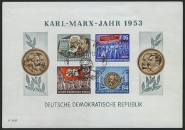 DDR Bl. 9BYI O, 1953, Marx-Block, Ungezähnt, Wz. 2YI, Ersttags-Sonderstempel, Feinst, Gepr. Schönherr, Mi. 150 - Usati