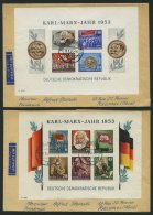 DDR Bl. 8/9BYI BRIEF, 1953, Marx-Blocks, Ungezähnt, Wz. 2YI, Je Auf Lufpostbrief Nach Frankreich, Feinst - Gebruikt