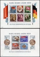 DDR Bl. 8/9A/B O, 1953, Marx-Blocks (4), Pracht, Gepr. Schönherr, Mi. 850.- - Usados