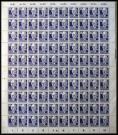 DDR 339vaXI **, 1952, 80 Pf. Thälmann, Gestrichenes Papier, Wz. 2XI, Im Bogen (100), Dabei 2x Plattenfehler 339PFII - Oblitérés