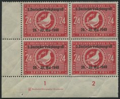 ALLGEMEINE-AUSGABEN 233IDZ **, 1949, 24 Pf. 3. Volkskongreß, Aufdruck Type I, Mit Druckereizeichen Im Viererblock - Otros & Sin Clasificación