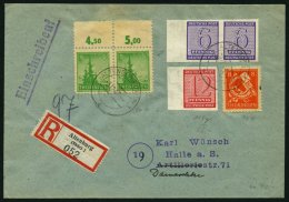 WEST-SACHSEN 119Y BRIEF, 1945, 12 Pf. Lebhaftkarminrot, Wz. 1Y, Mit Zusatz-Mischfrankatur Auf Einschreibbrief Aus ALTENB - Autres & Non Classés