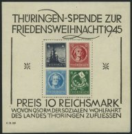 THÜRINGEN Bl. 2x *, 1945, Block Weihnachten, Weißes Kartonpapier, Type II, Falzreste Im Rand, Untere Blockeck - Other & Unclassified