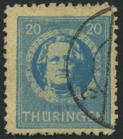 THÜRINGEN 98AXp1 O, 1945, 20 Pf. Preußischblau, Gezähnt, Vollgummierung, Dickes Papier, Steigende Papier - Other & Unclassified