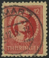 THÜRINGEN 97AXbat O, 1945, 12 Pf. Dunkelbräunlichrot, Vollgummierung, Gelblichgraues Papier, Zahnfehler, Feins - Andere & Zonder Classificatie