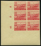 PROVINZ SACHSEN 86II **, 1945, 12 Pf. Bodenreform Mit Abart Herz Bei Z Von Provinz, Im Neunerblock Aus Der Linken Untere - Autres & Non Classés