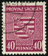 PROVINZ SACHSEN 84YcII O, 1945, 40 Pf. Dunkelbräunlichlila, Wz. 1Y, Mit Abart Bildrand Rechts Unten Beschädigt - Altri & Non Classificati