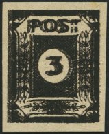 OST-SACHSEN 51cuyDD **, 1945, 3 Pf. Doppeldruck (schwarz Auf Schwarzbraun), Steigende Papierstreifung, Spargummierung, P - Altri & Non Classificati