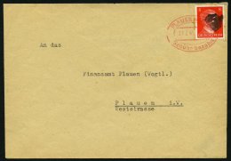 SÄCHSISCHE SCHWÄRZUNGEN AP 786I BRIEF, PLAUEN GEBÜHR BEZAHLT, Roter Stempel, 8 Pf. Auf Dienstbrief, Prach - Altri & Non Classificati