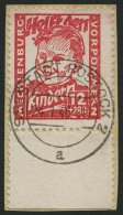 MECKLENBURG-VORPOMMERN 28a BrfStk, 1945, 12 Pf. Rosarot Kinderhilfe, Randstück, Prachtbriefstück, Gepr. Kramp, - Altri & Non Classificati