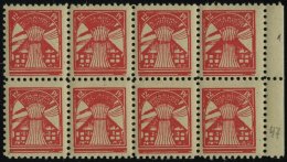 MECKLENBURG-VORPOMMERN 18bPFIV **, 1945, 12 Pf. Rosa Im Achterblock, Dabei Feld 47 Mit Plattenfehler, Leichter Diagonale - Autres & Non Classés