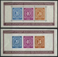 ALLIIERTE BES. Bl. 12A/B **, 1946, Blockpaar Briefmarken-Ausstellung, übliche Gümmibüge, Pracht, Mi. 120. - Autres & Non Classés