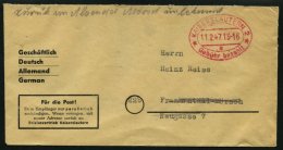 ALL. BES. GEBÜHR BEZAHLT KAISERSLAUTERN Gebühr Bezahlt, 11.2.47, Roter Ellipsenstempel Mit 2 Sternen, Auf Gesc - Altri & Non Classificati