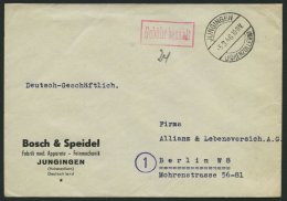 ALL. BES. GEBÜHR BEZAHLT JUNGINGEN (HOHENZOLLERN), 5.3.46, Roter R1 Gebühr Bezahlt, Brief Feinst - Otros & Sin Clasificación