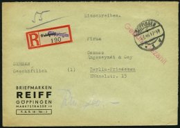 ALL. BES. GEBÜHR BEZAHLT GÖPPINGEN, 7.3.46, Roter L1 Gebühr Bezahlt, Einschreibbrief Mit Umgewandelten Fe - Otros & Sin Clasificación