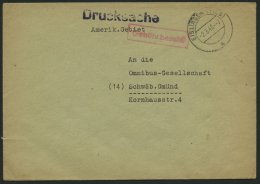 ALL. BES. GEBÜHR BEZAHLT EISLINGEN (FILS), 2.3.46, Roter R1 Gebühr Bezahlt, Drucksachenbrief, Feinst - Autres & Non Classés