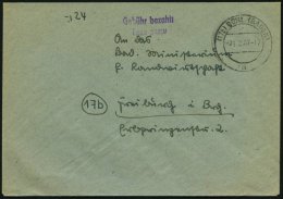 ALL. BES. GEBÜHR BEZAHLT BÜHL (BADEN), 25.2.47, Violetter L2 Gebühr Bezahlt Taxe Percue, Prachtbrief - Altri & Non Classificati