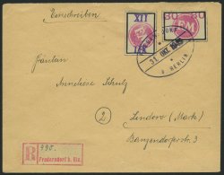 FREDERSDORF Sp 229/30 BRIEF, 1945, 8 Und XII Pf., Rahmengröße 28x19 Mm, Große Wertziffer, Auf Einschrei - Postes Privées & Locales