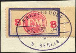 FREDERSDORF Sp 163FI BrfStk, 1945, 8 Pf., Rahmengröße 38x21 Mm, Mit Abart Aufdruck Mittelrosa, Prachtbriefst& - Private & Local Mails