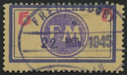 FREDERSDORF Sp 161FII O, 1945, 5 Pf., Rahmengröße 38x21 Mm, Mit Abart Oben Wertziffer Mittelrosa, Aufdruck Bl - Postes Privées & Locales