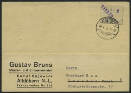 ALTDÖBERN 1II BRIEF, 10.1.1946, 6 Pf. Wertziffer Violett, Stellung II, Prachtkarte, Gepr. Weigelt Mit Befund - Otros & Sin Clasificación