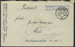 FELDPOST II. WK BELEGE 1939-42, 10 Feldpostbelege, überwiegend Nach Kiel, U.a. Vom Versuchsverband Versuchsboot Nau - Occupation 1938-45