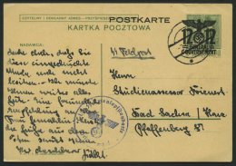 GENERALGOUVERNEMENT P 6II BRIEF, 1940, 12 Gr. Ganzsachenkarte Aus Lublin Mit Briefstempel SS Totenkopfstandarte, Pracht - Occupazione 1938 – 45