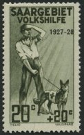 SAARGEBIET 122VI **, 1927, 20 Pf. Volkshilfe Mit Abart Rahmen Rechts Unten Gebrochen, üblich Gezähnt Pracht, M - Altri & Non Classificati