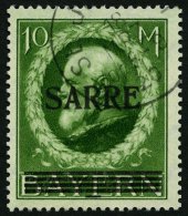 SAARGEBIET 31II O, 1920, 10 M. Bayern-Sarre Mit Abart Fetter Kontrollstrich, Pracht, Gepr. Burger, Mi. 800.- - Altri & Non Classificati