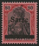 SAARGEBIET 16IJ **, 1920, 80 Pf. Karminrot/grauschwarz Auf Mittelgraurot, Type I, Mit Plattenfehler Zwei Einkerbungen Im - Altri & Non Classificati