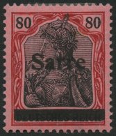 SAARGEBIET 16I *, 1920, 80 Pf. Karminrot/grauschwarz Auf Mittelgraurot, Type I, Falzreste, Pracht, Gepr. H. Ney, Mi. 240 - Otros & Sin Clasificación