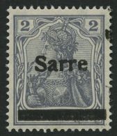 SAARGEBIET A1 D **, 1920, 2 Pf. Dunkelblaugrau (schraffierter Hintergrund), Aufdruck Irrtümlich Auf Dt. Reich Mi.Nr - Autres & Non Classés