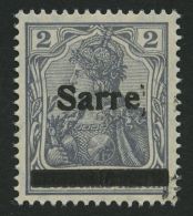 SAARGEBIET A1 A+SI **, 1920, 2 Pf. Dunkelblaugrau (schraffierter Hintergrund), Aufdruck Irrtümlich Auf Dt. Reich Mi - Otros & Sin Clasificación
