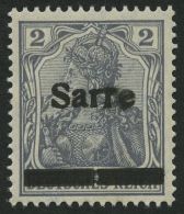 SAARGEBIET A1 A **, 1920, 2 Pf. Dunkelblaugrau (schraffierter Hintergrund), Aufdruck Irrtümlich Auf Dt. Reich Mi.Nr - Autres & Non Classés