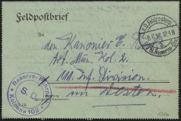 DT. FP IM BALTIKUM 1914/18 K.D. FELDPOSTEXP. 78. RESERVE DIV. A, 8.6.16, Auf Feldpostbrief An Die 111. Inf. Division Im - Lettonia