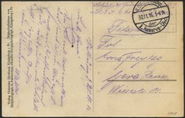 LETTLAND 1045 BRIEF, K.D. FELDPOSTEXP. DER 1 RESERVE DIV., 30.11.16, Auf Ansichtskarte (Tuckum-Kurland) Nach Gera, Mit S - Latvia