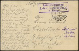 DT. FP IM BALTIKUM 1914/18 K.D. FELDPOSTEXPED. DER 88. INFANTERIE-DIV. A, 6.6.16, Auf Farbiger Pfingstskarte Nach Kirchb - Lettonie