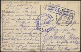 LETTLAND Feldpoststation Nr. 383, 15.1.18, Mit Aptiertem Stempel K.D. FELDPOST ** Auf Ansichtskarte (Riga-Kaiserlicher G - Lettonie