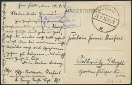 DT. FP IM BALTIKUM 1914/18 219. Infanterie-Division, 20.2.18, Mit Ausgestanztem Stempel K.D. FELDPOST A Auf Ansichtskart - Lettonie