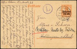 POSTGEBIET OB.OST P 3 BRIEF, 1918, 71/2 Pf. Ganzsachenkarte Mit Stempel LIBAU KURLAND B Und Violttem Zensurstempel K1 L, - Other & Unclassified