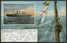 DEUTSCHE SCHIFFSPOST DR 71 BRIEF, BREMEN NEW YORK, 4.7.06, Farbige Ansichtskarte Des Schnelldampfers Kaiser Wilhelm II., - Maritime