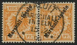 MARSHALL-INSELN 11a Paar O, 1899, 25 Pf. Gelblichorange Im Waagerechten Paar Mit Erstem Stempel, Pracht, Fotobefund J&au - Marshall Islands