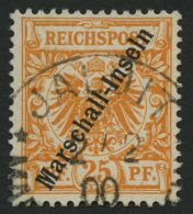 MARSHALL-INSELN 5IIa O, 1899, 25 Pf. Gelblichorange, Berliner Ausgabe, Pracht, Fotoattest Jäschke-L., Mi. 1100.- - Marshalleilanden