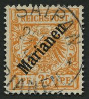 MARIANEN 5I O, 1899, 25 Pf. Diagonaler Aufdruck, Stempel SAIPAN 22.7.00 (Sorte II), Pracht, Fotoattest Jäschke-L. - Mariana Islands