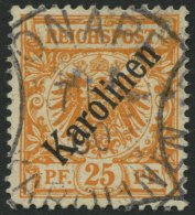 KAROLINEN 5I O, 1899, 25 Pf. Diagonaler Aufdruck, Pracht, Gepr. U.a. Drahn, Mi. 3400.- - Carolinen