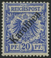 KAROLINEN 4I *, 1899, 20 Pf. Diagonaler Aufdruck, Falzreste, Pracht, Gepr. Bothe, Mi. 75.- - Carolinen