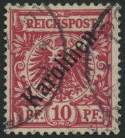 KAROLINEN 3I O, 1899, 10 Pf. Diagonaler Aufdruck, Pracht, Gepr. Steuer, Mi. 160.- - Islas Carolinas